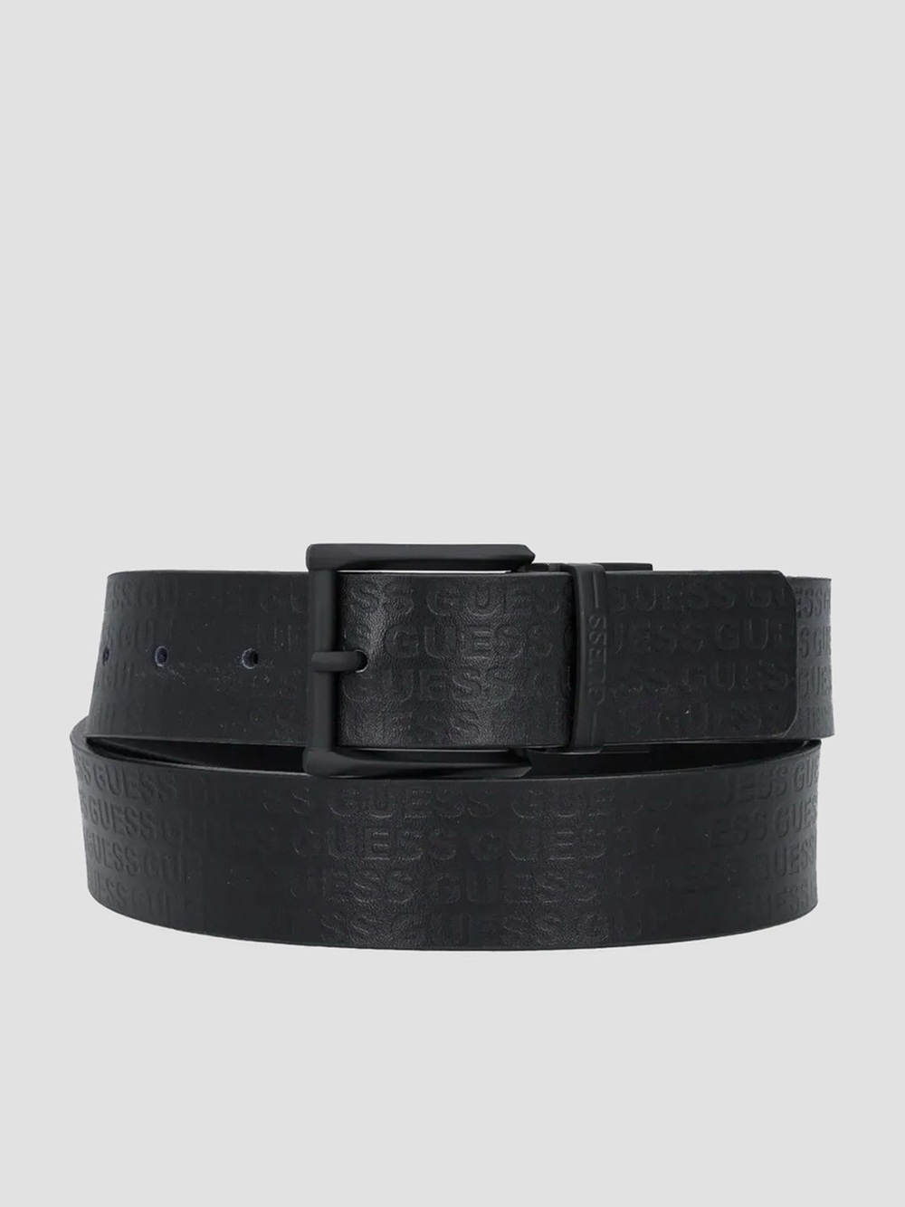 New Guess Black Embossed Logo Belt